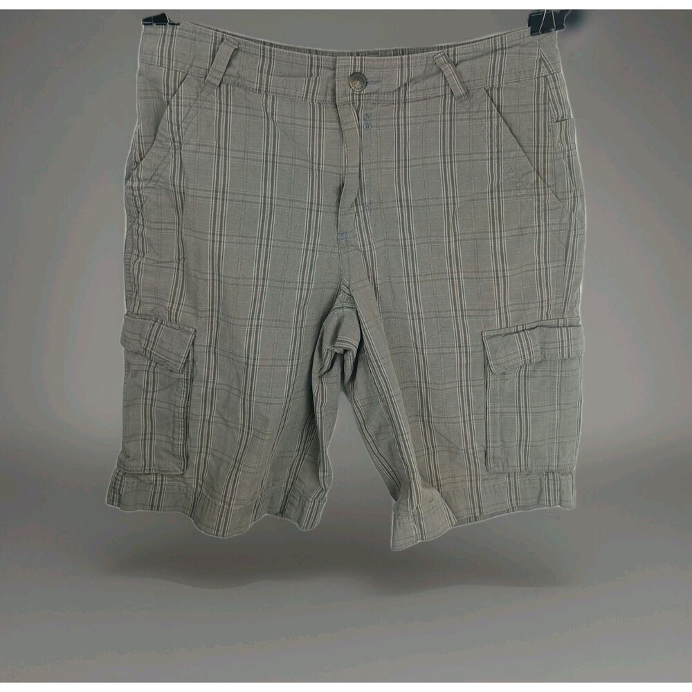 Patagonia Mens 30 Organic Cotton Plaid Cargo Utility Shorts Grey Hiking‎ Outdoor